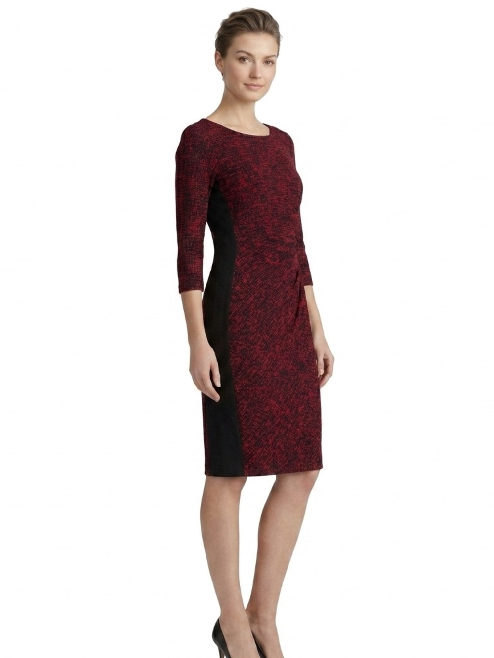 Lauren Ralph Lauren Black & Red Textured Sheath Dress